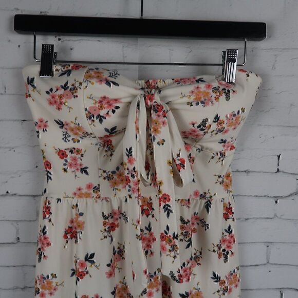 NO BOUNDRIES STRAPLESS IVORY FLORAL MINI DRESS SIZE MEDIUM - Picture 4 of 9